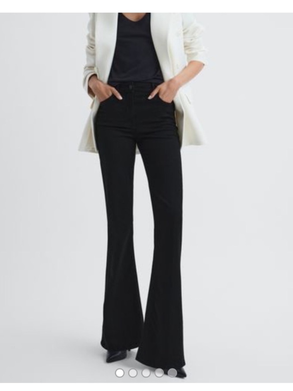 REISS BEAU HIGH RISE SKINNY FLARED JEANS BLACK SIZE 25